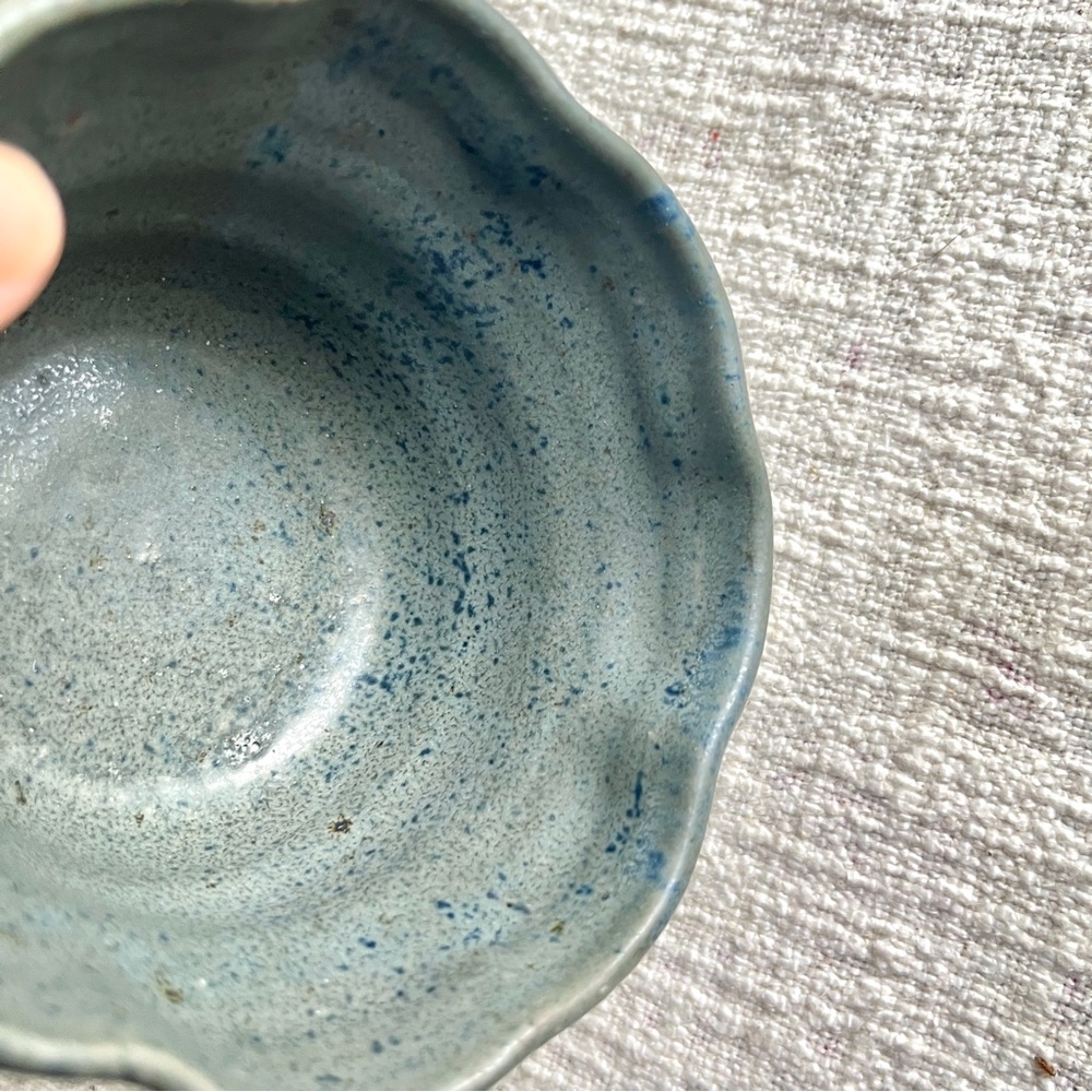 Handcrafted Studio Pottery Blue Bowl 3” Tall - Picture 8 of 9